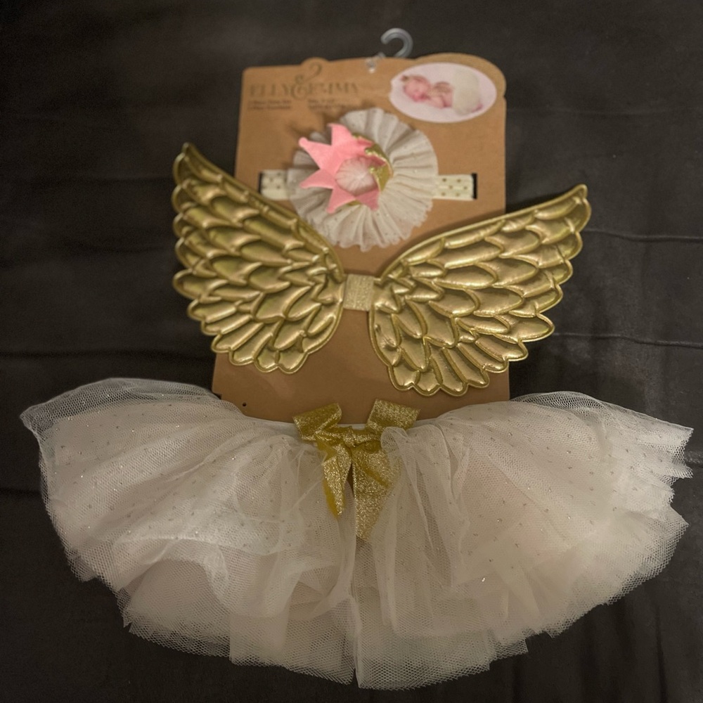 Gold and White Angel Wing Tutu Set